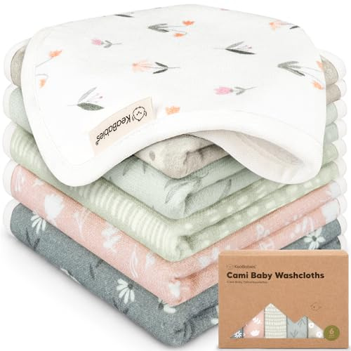 6pk Toallitas bebé algodón para recién nacidos - Toallitas de muselina de algodón orgánico suaves para niños, niñas, bebés, toallas infantiles, absorbentes y suaves para piel sensible (Fleur)