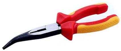 8-Inch Insulated Bent Needle Nose Pliers - 1000v High-Pressure Resistant Long Needle Nose Pliers, Multi-function Angled Long Nose Pliers