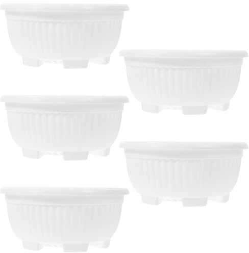 HANABASS Large Garden Bowl Planter Shallow Plant Pot with Drainage Plastic Flowerpot for Succulents Bonsai Herbs Garden Balcony 8.25 Inch
