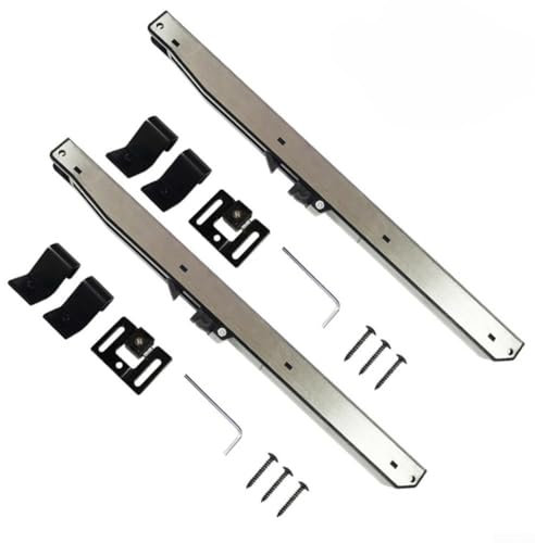 Besttoolifes Soft-Close-Mechanismus für Schiebetür-Hardware, silberner Schienen-Kit, Dämpfer ohne Bohren, Gewichtskapazität 40-59 kg, 2er-Pack mit S-Haken, Stellantriebe, Schrauben