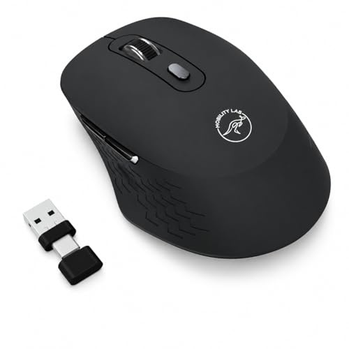 Mobility Lab – Souris Sans Fil Bluetooth MP400W Ergonomique – Récepteur Double USB/USB-C, Clics Silencieux, DPI Réglables, Compatible MacOS, – Noir, Idéale pour Bureau, Voyage, Gaming