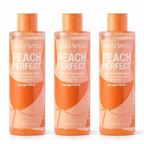 WooWoo Peach Perfect PH-Balanced Body and Intimate Wash, Gentle Daily Body Wash with Aloe Vera & Peach Kernel Extract - 200ml (Pack of 3)