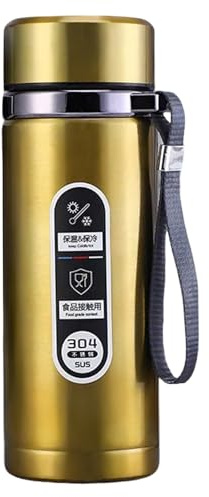 500ml Water Bottle Vacuum Insulated Bottle, Travel Mugs, 18/8 Stainless Steel Water Cup, Leakproof Keep Drinks Hot Cold, Tea Flask for Cycling, Gym, Home(Gold)