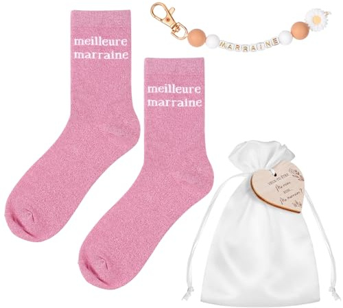 Hestya Cadeau Demande Marraine Chaussettes Paillettes Porte-Clés Veux-Tu Être Ma Marraine?