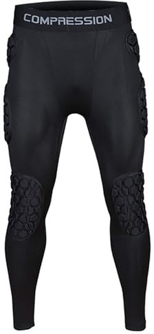 Pantaloni da Portiere di Calcio Lunghi Imbottiti per Adulti Uomo Pantaloni da Calcio Imbottiti e Ammortizzanti con Cuscinetti a nido d'ape, Nero , XL