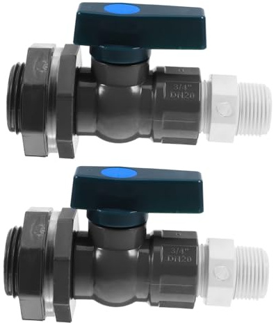 DOITOOL 2 Piezas Conector para Barril de Lluvia con Espita PVC Resistente la Intemperie Válvula para Riego Jardín y Tanque de Agua Kit para Instalación Fácil y Conexión Manguera