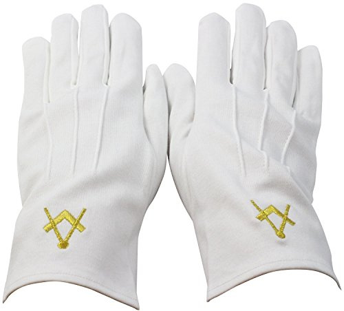 Gant coton Franc Maçon, broderie équerre et compas (9)