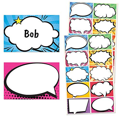 Superheld Comic Namensschilder Aufkleber Etiketten- 75 x 50 mm, 250 Stück
