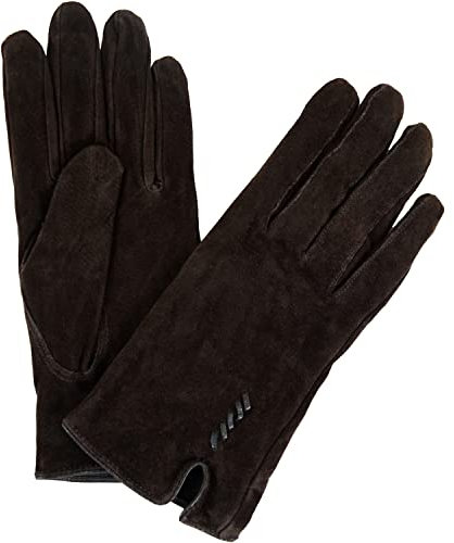 SNUGRUGS Damen-Handschuhe aus Wildleder mit Fleecefutter und Schleife, braun, X-Large
