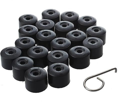 20 Pieces Wheel Nut Cap 17mm, Wheel Bolt Nut Caps Covers, Hexagonal Tire Nut Covers with Removal Tool Set for Cars, Black