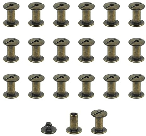 JJWNMLL 20 Sets Chicago Screw Posts,M5*10mm Rivet Binding Screws Bronze | Metal Chicago Rivet Replacement Repair for Bags, Collar, Harness, Luggage, Purse, Dog Lead, Backpack, Belt