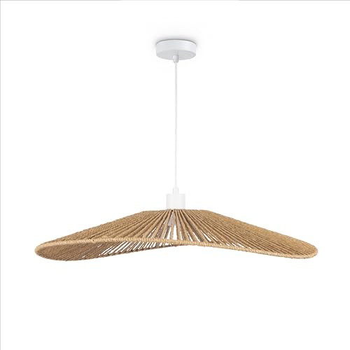 Paco Home LED Pendellampe Wohnzimmer Pendelleuchte Esszimmer Hängeleuchte Küche Lampenschirm Papier Deko Boho Style E27, Farbe:Weiß, Leuchtenart/Farbe:Typ 1