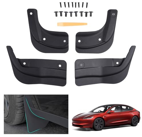 GAFAT Tesla Model 3 Highland 2024-2026 2027 (Standard & Premium) Parafanghi, Fissaggio a Pressione Senza Viti, Facile Montaggio a Scatto, Protezione Fango, Accessori Model 3 [OEM Original] (4 Pezzi)