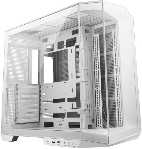 MSI mag PANO 100L PZ White Mid Tower ATX Gaming Case, plástico ABS, Acero SPCC, Vidrio Templado, Soporte de retroconexión, Pantalla panorámica de 270 Grados, Soporte de GPU, Filtro de Polvo