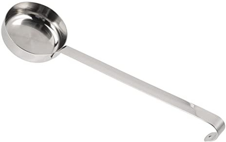 Alipis Flat Bottom Ladle Spoon, Long Handle Stainless Steel Ladle with Storage Hook, Soup Spoons for Kitchen Cooking Pizza Sauce Soup Stew Gravy