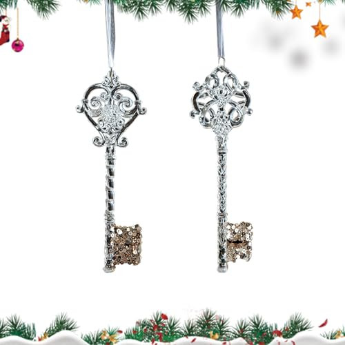 2PCS Crystal Acrylic Christmas Tree Ornaments, Snowflake Key Icicle Hanging Pendant, Crystal Acrylic Christmas Tree Pendant Icicle Ornament, Indoor/Outdoor Party Decoration