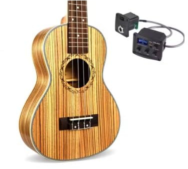 ukulele for adults Acoustic Ukulele 23 Inch Concert Zebrawood 4 String Small Guitar Electric Ukulele Instrument With Pickup Equalizer(B)