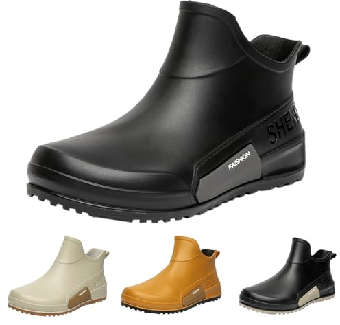 LinRim Stivali da gomma da uomo e donna, corti, antiscivolo, scarpe da pioggia, stivali da pioggia unisex, scarpe da giardino, impermeabili, leggeri, per passeggiate all'aperto, stivaletti corti