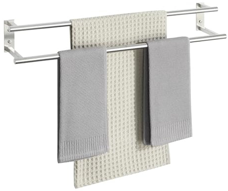 Mooche 80CM Handtuchhalter Wand,Doppelter Handtuchhalter Bohren Gebürstet