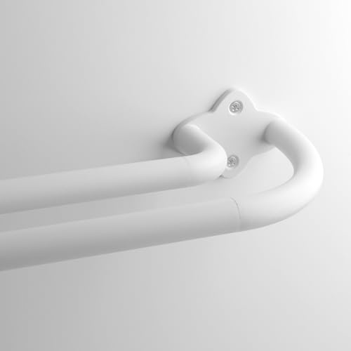Double Curtain Rod Set, Wrap Around Blackout Drapery Rod for Room Darkening Panels, 28 to 48 Inches, White