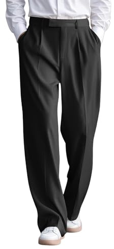 Pantalon pour homme avec jambes larges - Pantalon baggy d'affaires - Pantalon stretch en tissu - Pantalon droit - Sweatpants légères - Pantalon chino aéré - Pantalon de travail coupe régulière avec