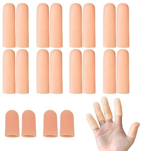 20pcs Gel Finger Cots, Silicone Finger Protectors, Fingers Sleeves Cots for Dry Skin, Fingertip Bandages Covers Reusable Tips Guards for Cut Thumb Cracking Biting Wound Hand Eczema