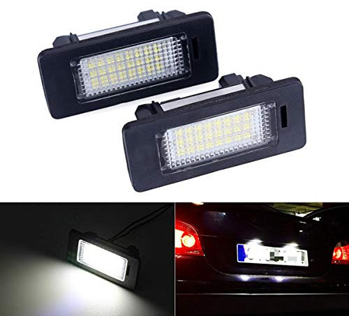 GOFORJUMP Lámpara de Placa de matrícula LED sin Error 1Pair 18SMD Blanco Puro - Luz de matrícula para B/MW E70 X5, E71 E72 X6