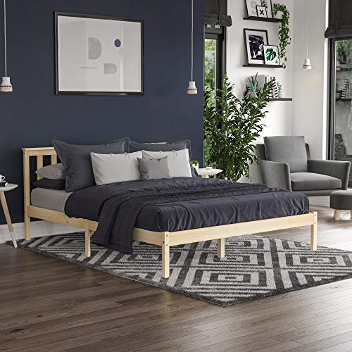 Vida Designs Milan Double Bed, 4ft6, Bed Frame, Solid Pine Wood, Headboard, Low Foot End, Bedroom Furniture, Pine