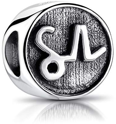 Materia stjärntecken hänge silver 925 – pärlor pärla 12 zodiac berlocker för armband eller kedja antik svart, 925 sterlingsilver med stämpel