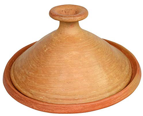Marokkanische Tajine, unglasiert, Ø 35 cm, zum kochen für 4-5 Personen, Tontopf, Gartopf, Schmortopf, frei von Schadstoffe Handgefertigt in Marrakesch