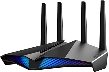 ASUS RT-AX82U AX5400 Dual-Band WiFi 6 Gaming Router, Game Acceleration, Mesh Support, Dedicated Port, Mobile Boost, MU-MIMO, Aura RGB (Renewed)
