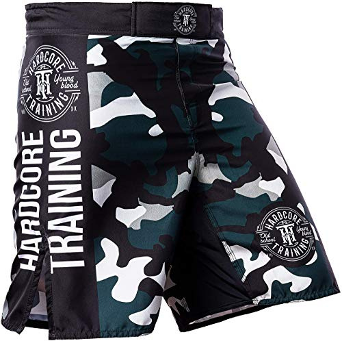 Hardcore Training Fight Shorts rekrytera svart grön röd lila blå herr boxning MMA BJJ brottning kickboxning ingen Gi