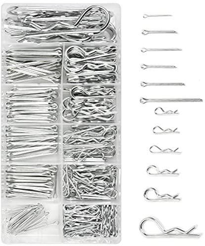 250 Stück Splinte, Haarnadeln, Sortimentskit, verzinkter Stahl, Anhängerkupplung, Haarnadeln, R Clips, Befestigungs-Set, mehrere Größen