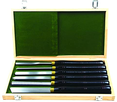 Set di tornitura di 6 pezzi con scalpello per legno per il tornio di legno per il principiante e il tornitore di legno intermedio con manici in faggio, lame in acciaio ad alta velocità