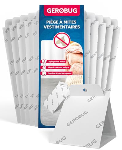Gerobug Kleidermottenfalle 10 Stück - Mottenfalle Kleidermotten - Motten-Falle mit Pheromonlockstoff - Langzeitschutz