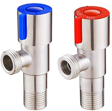 2 Pezzi Valvole Angolari In Acciaio Inox, Valvola Angolo Del Rubinetto, Valvole Angolari in Acciaio inox per Lavabo,Applicare a Bagno, Cucina, Lavandino (Blu, Rosso)