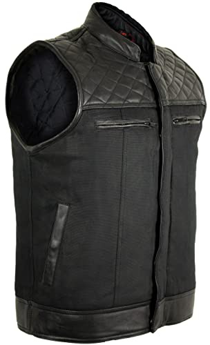 MDM Biker textilväst med quiltade diamantaxlar