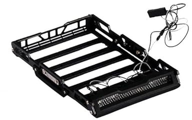 Palumma RC Car Roof Rack Luggage for TRX4M 1/18 1/24 D110 SCX24 FMS Bronco, Alloy roof Luggage Rack Set with Front Headlights