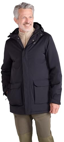 Mountain Warehouse Ranger Mens Padded Parka - Water-Resistant Coat with Adjustable Hood Pockets & Cuffs - Autumn Winter, Outdoors, Travelling & Hiking Black L