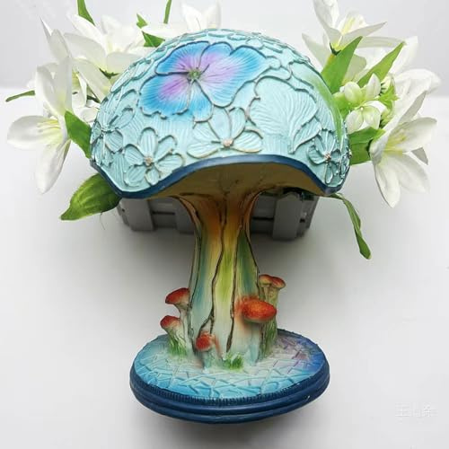 Gutsyluv Painting Mushroom Table Lamp, 5.9 Inch New Stained Glass Plant Night Light, Bohemian Resin Mushroom Decorative Bedside Lamp for Bedroom Living Room Home Office Decor Gift