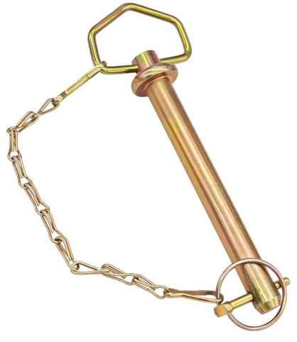 CGEAMDY Swivel Handle Hitch Pin with Yellow Coating, Drop Handle Tow Hitch Pin with Linch & Chain, Hitch Pin with Clip Accessories, Locking Pins Fasteners for Agricultural Couplings Tow Balls