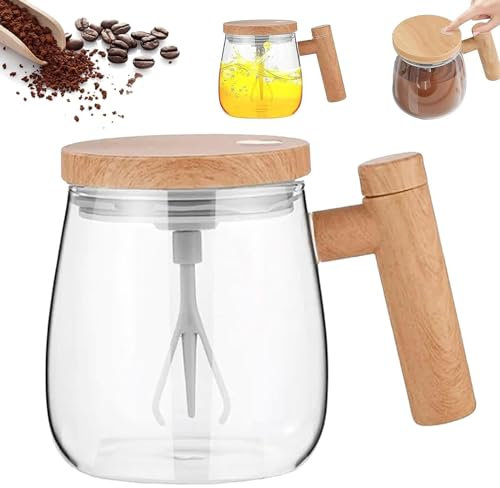 DAZZTIME Taza Autoagitadora,Taza de Café Mezcladora,400ml,Taza Batidora Automática,Taza Magnetica Mezcladora,Taza de Agitación Magnética Automática,con tapa,para Café, Leche y Chocolate Caliente