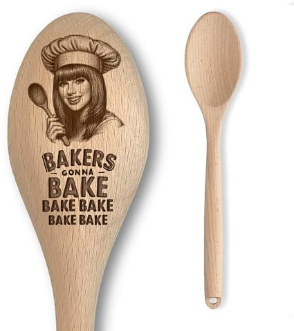 Swiftie Baking Party Gift – Engraved Wooden Spoon – Bakers Gonna Bake Decoration - Fun Cooking Baking Gift for Girls & Boys - Novelty Collectible Merchandise - Unofficial Fan Item