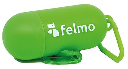 Felmo Kotbeutelhalter-Spender für Hunde im Felmo Grün– inkl. zwei Rollen der biologisch abbaubaren- reisfesten und auslaufsicheren Kotbeuteln