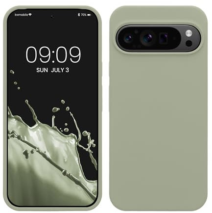 kwmobile Case Compatible with Google Pixel 9 Pro XL Case - TPU Silicone Phone Cover with Soft Finish - Gray Green