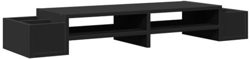 vidaXL Skärmställ med förvaring svart 100x27x15 cm konstruerat trä, ställ för monitor, datorställ, monitorstativ, ställ för monitorer, monitorställ