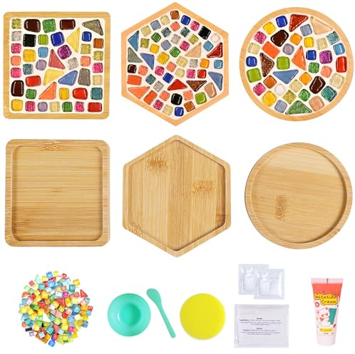AiYoYo 3 Stück Mosaik Untersetzer DIY Bastelset Geschenke für Erwachsene Kreatives Basteln Geburtstagsgeschenk
