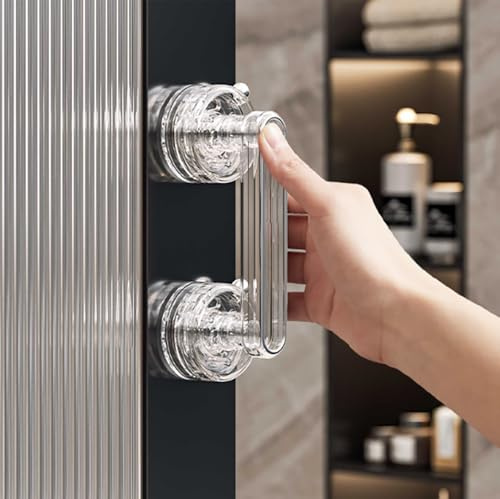 YIDELAI Large Glass Door and Window Handles, Bathroom Sliding Doors, cabinets, wardrobes, Suction Cups, and Seamless Handles (Transparent)
