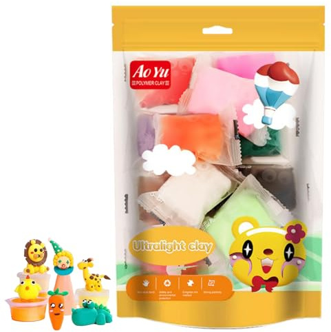 MeiyiZheng Pack of 24 Colors Air Dry Clay – Non-Toxic Ultra Light Magic Modeling Clay for Kids & Adults – Creative DIY Arts & Crafts Kit for Ages 3-8+ (24 Vibrant Air Dry Clay Colors)