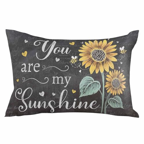 Pillowcase 16x24 Inch Flower Bee Farmhouse Soft Brushed Microfiber Pillow Covers with Hidden Zipper Closure Bed Pillow Shams for Bedroom Sofa Car, 1pcs